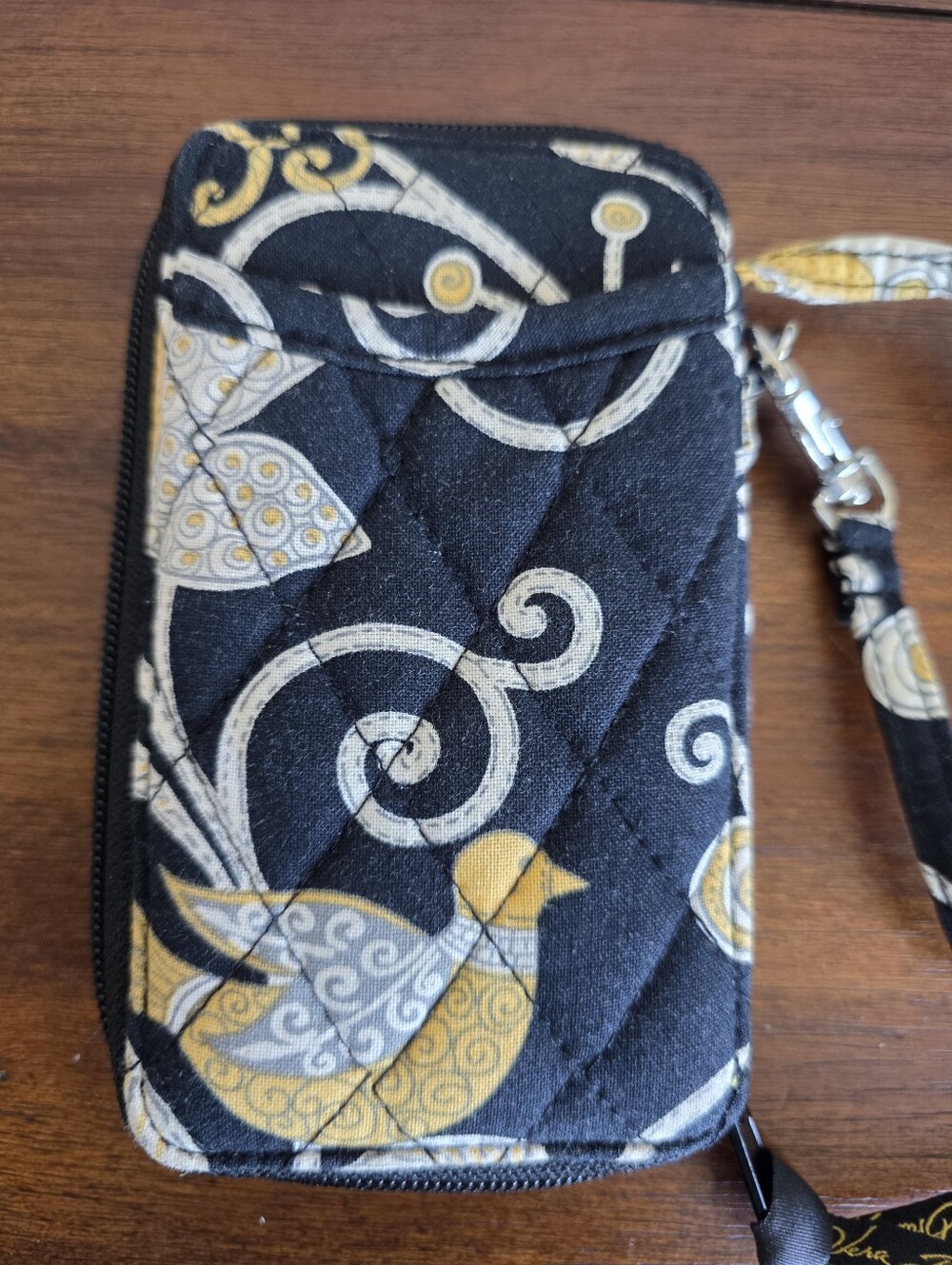 Vera Bradley Zip Around Wallet Wristlet Retired Yellow Bird Pattern 3.5" x 5.5"